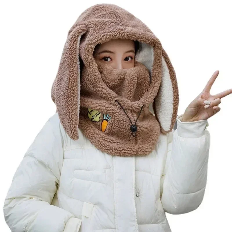 شتاء دافئ خوذة تزلج غطاء مريح لينة الصوف التزلج رئيس دفئا الكرتون لطيف أرنب الأذن غطاء خوذة الزخرفية قبعة