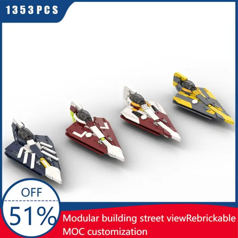 

1353 детали MOC Star Battle, 4 типа модели Starfighters, строительные блоки, кирпичи, сделай сам, креативная сборка, развивающие игрушки, подарок для детей