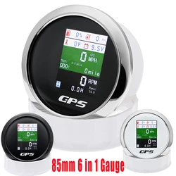 6 IN 1 Digital GPS Speedometer Multi-functional Waterproof Car Boat Tacho Meter LCD Odometer with Alarm GPS Antenna