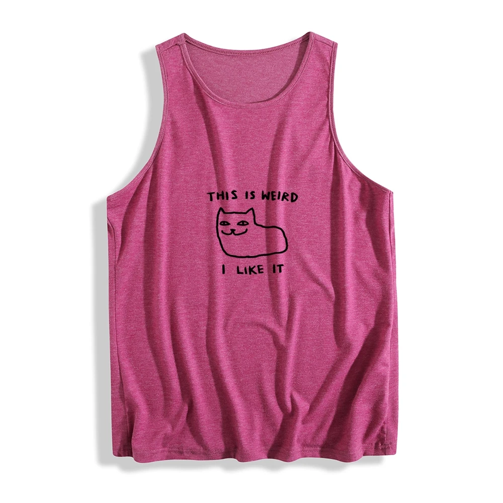 Weird Cat Summer Tank Top THIS IS WEIRD I LIKE IT Cat Graphic Print Casual Loose Sleeveless Cute Lovely Comfortable Wear