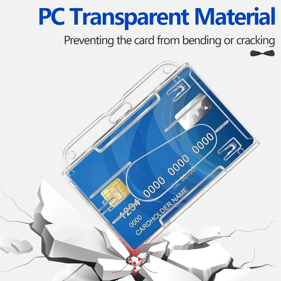 حامل شارة الهوية من البلاستيك الصلب، مادة PC شديدة التحمل وعالية الوضوح تحمل بطاقتين مناسبة لبطاقات الائتمان وبطاقات الائتمان C