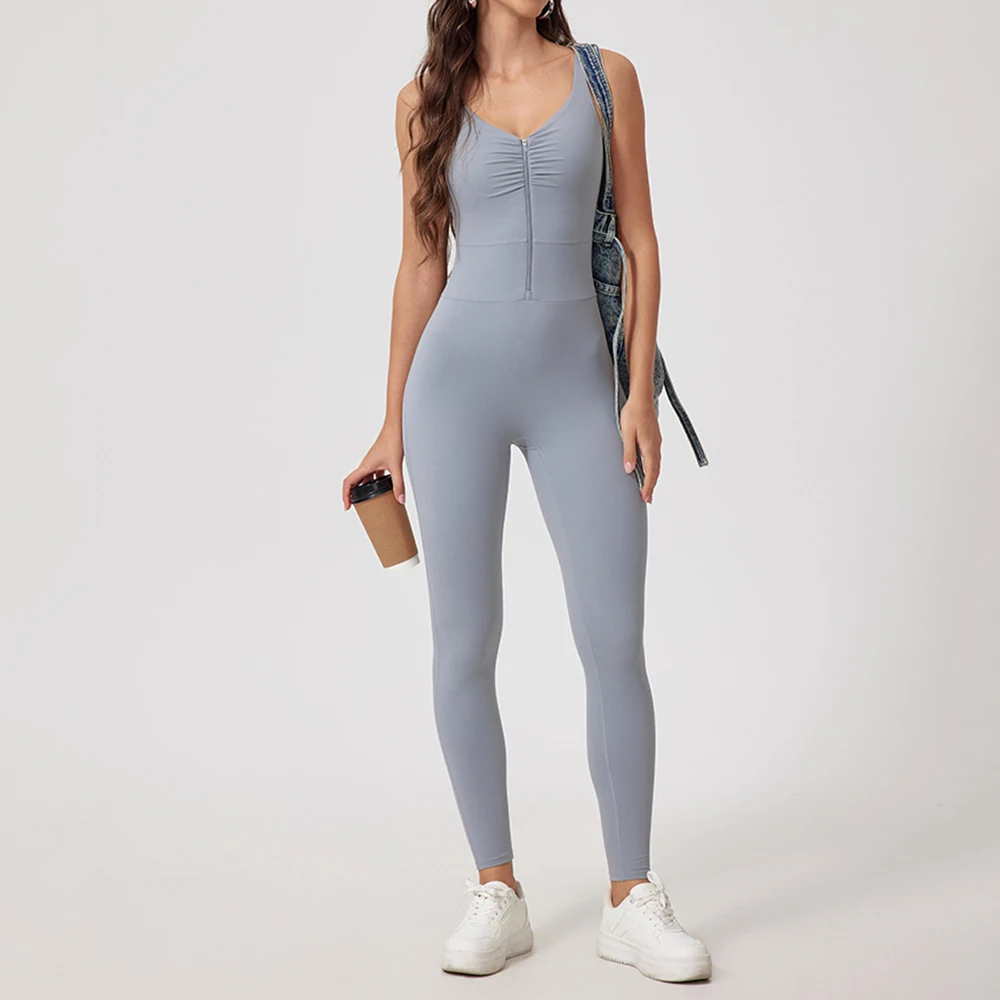 

New Sports Jumpsuit Women Tracksuits Gym Rompers Sleeveless Sportswear Bodysuits Women Zipper One-Piece Suit Yoga Clothing Set