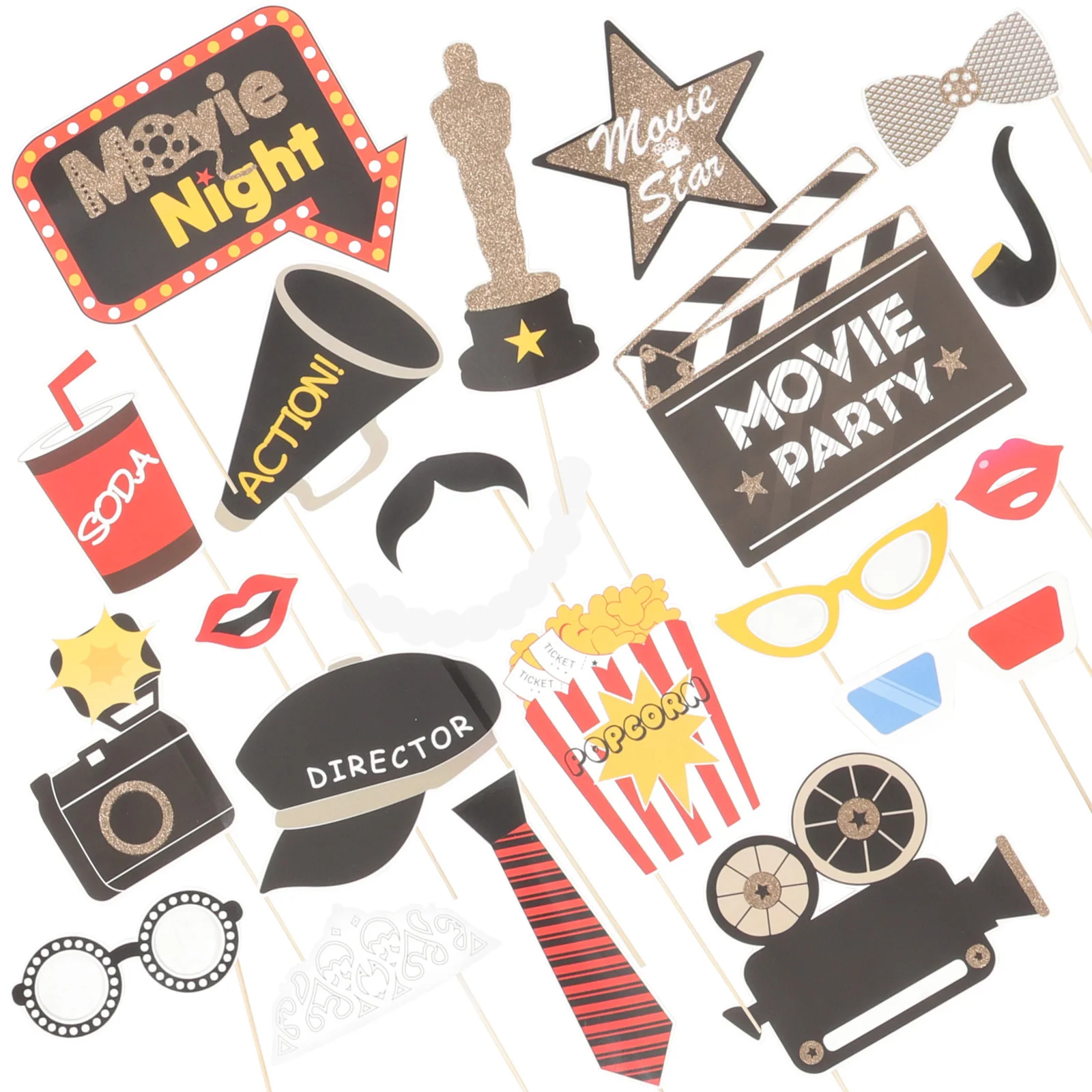

21pcs Movie Theme Photo Props Cardstock For Birthday Wedding Party Outdoor Event Decoration Scrapbook Social Media