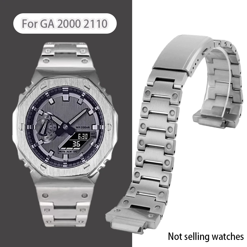 

GA2100 GA2110 Modified Watch Strap For Casio G-shock Ga-2100 Stainless Steel Bezel Watchband Metal Case GA-b2100 Men Accessories