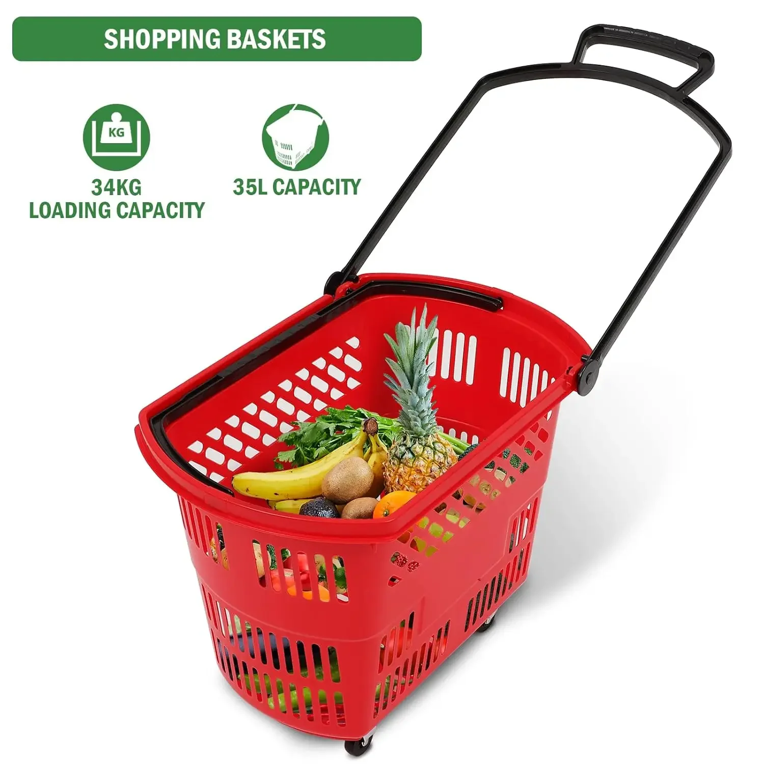 Red Shopping Carts 6PCS 35L Portable Shopping Baskets Set Red Shopping Basket