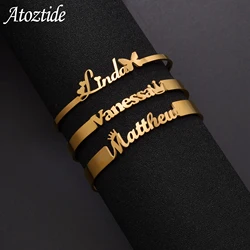 New Customized Name Bracelet Personalized 3mm/5mm/8mm Width Gold Color Bangles for Women Stainless Steel Birthday Jewelry Gift