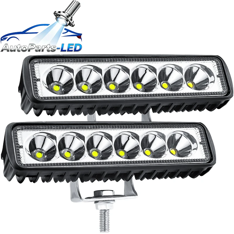 

4pcs 6inch 18w 6 LED Car Work Light Waterproof Offroad SUV Truck Headlight Driving Warning Lamp 6000K Aluminum Alloy