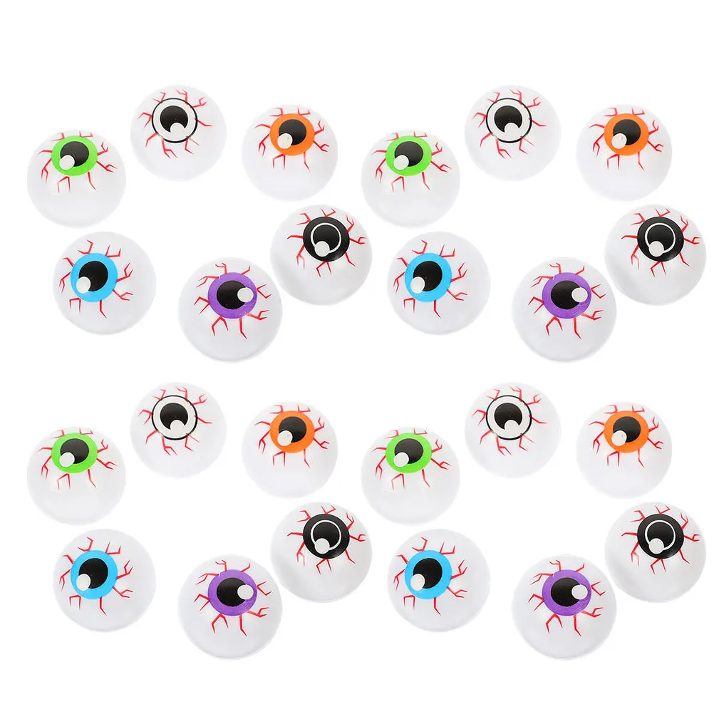 

24Pcs Creepy Halloween Eyeballs 4Cm Spooky Plastic Eye Balls for Party Decorations Haunted House Props Reusable Bouncy Decor