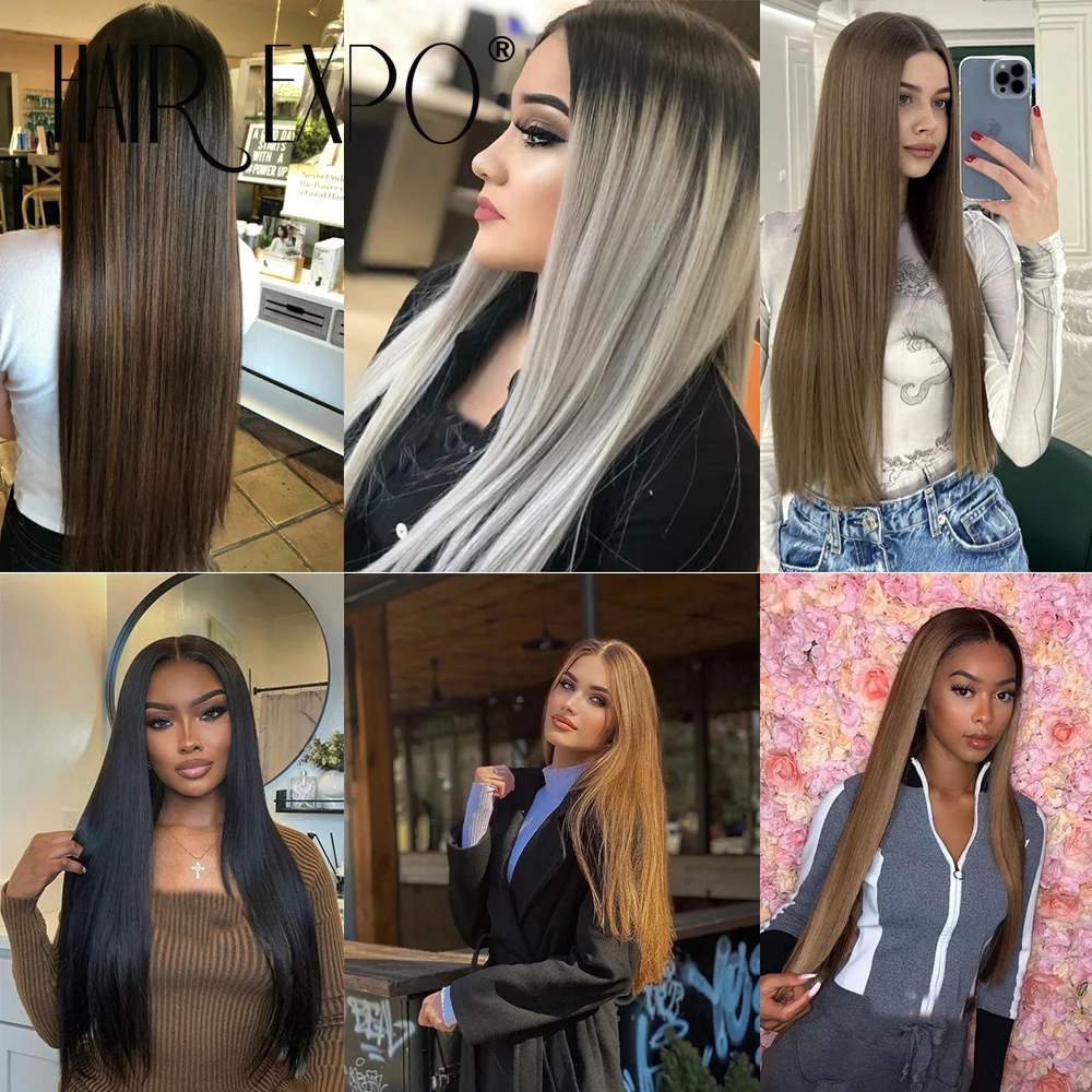 26Inch Synthetic Straight Hair Bundles 150g Smooth Long Natural Hair Extensions Ombre Soft Yaki Straight Hair Weave Full to End 2