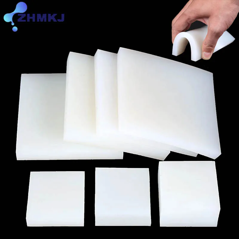 High Elastic White Silicone Sheet Rubber Damping Soft Pad Wear Resistant Shockproof Block Gaskets Thick 1~50mm Shock-absorbing