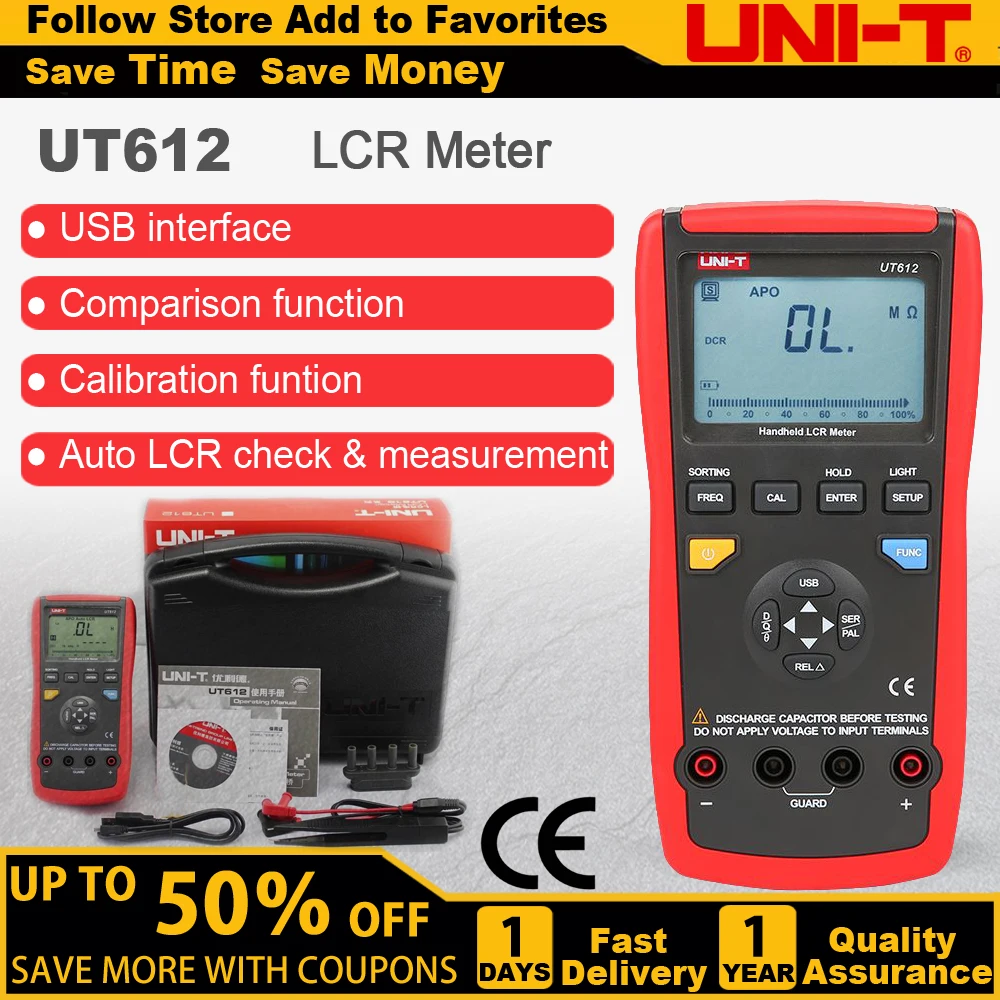 

UNI-T UT612 LCR Meters USB Interface Inductance Capacitance DIY Tools Resistance Phase Angle Multimeters Matching