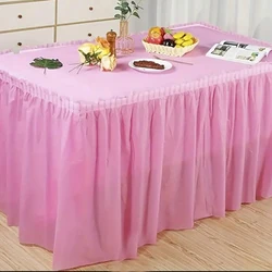 2pcs Disposable Table Skirt Tablecloth Set PEVA Waterproof Oil-proof Birthday Party Tableware Skirting Wedding Table Decoration