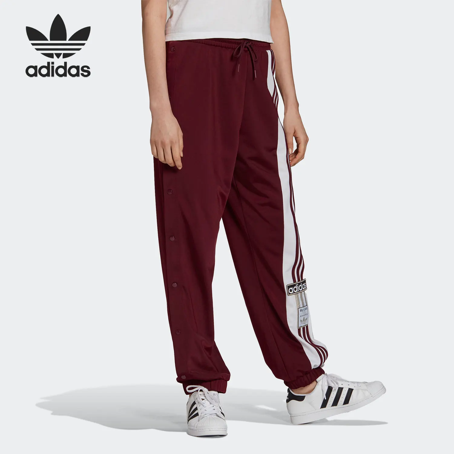 Adidas genuine clover women's retro loose breasted sports pants H61861