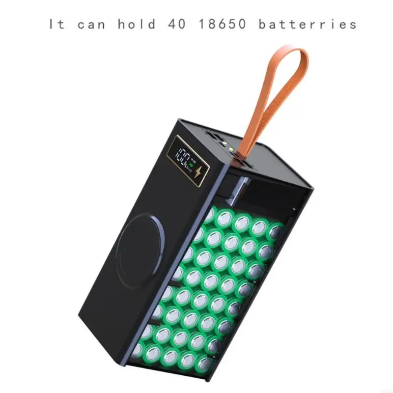 Q6PA Portable 40x18650 Battery Storage Box DIY Power Case Box with Quick Charging and MultiProtection Features No Batteries