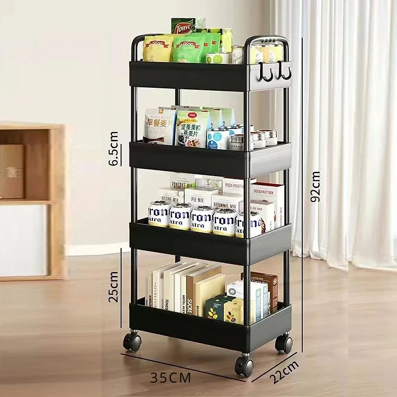 2/3/4 Tier Rolling Cart Storage Shelf Large Capacity Movable Gap Storage Rack Kitchen Bathroom Organizer Snack Cosmetic Holder