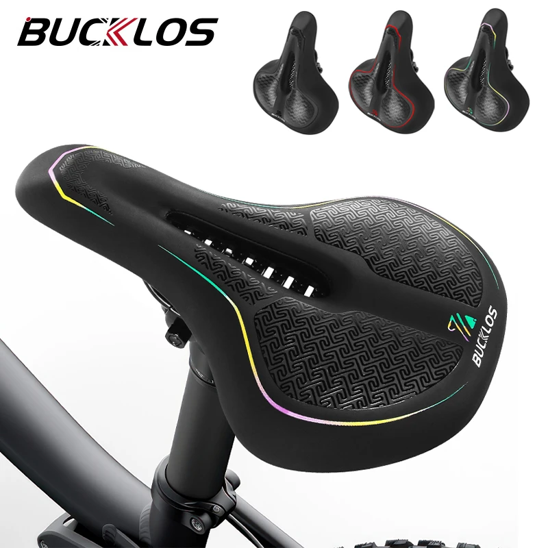 

BUCKLOS Road Bicycle Saddle Shockproof Mtb Cushion Thicken Hollow Bike Saddle Shock-absorbing Non-slip PU Cycling Seat Saddle