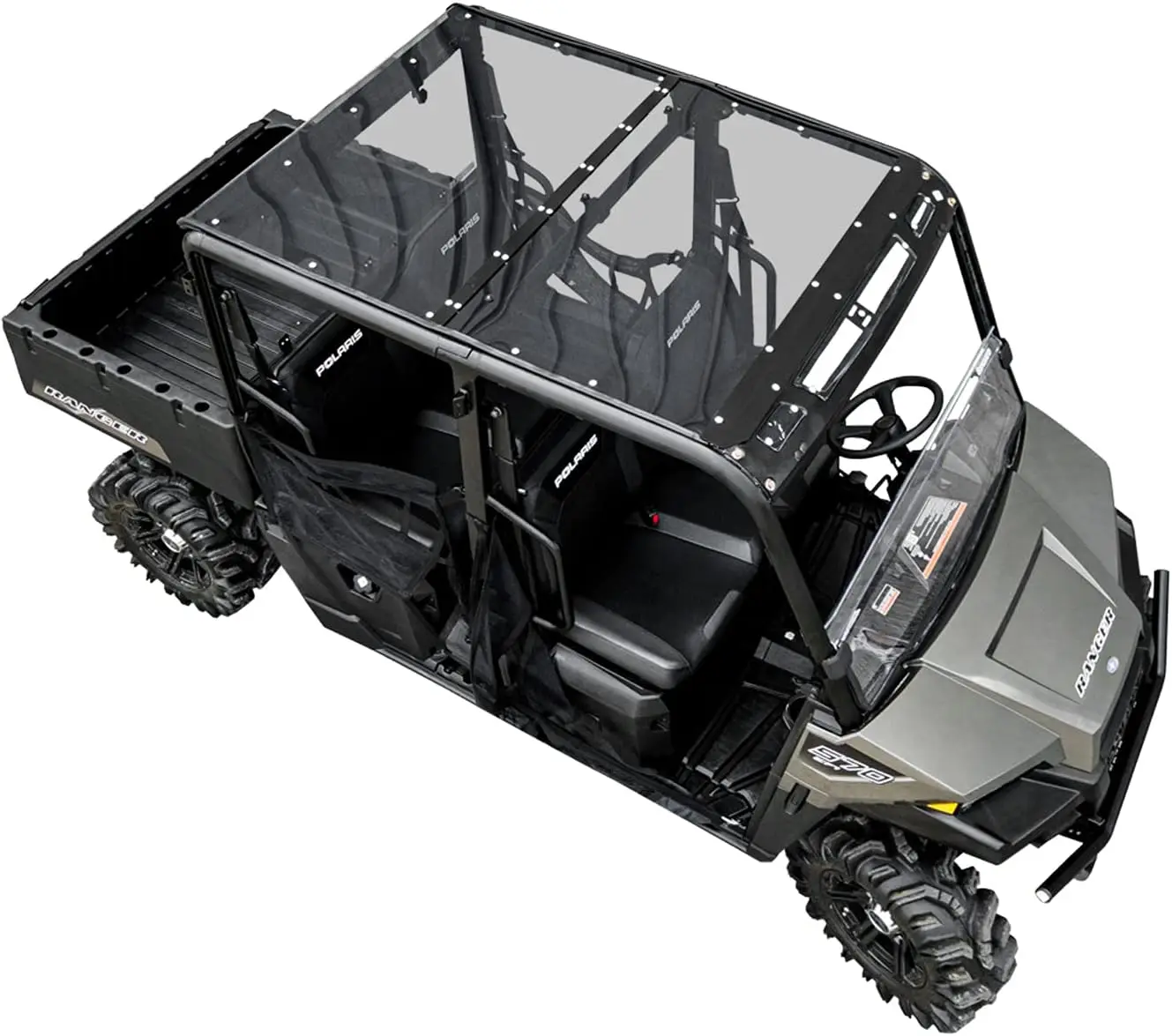 SuperATV Dark Tinted Roof for Polaris Ranger SP 570 Crew | Polaris Ranger Roof Gives Full Visibility and Awareness | 1/4