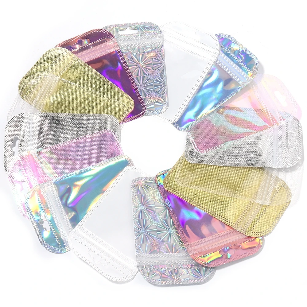 50 Stück/Lot Laser-Ziplock-Beutel Wiederverwendbare Transparente Plastikbeutel für Geschenke, Nagelkunst, Ornamente, Verpackung, Aufbewahrung, Schmuck-Präsentationsbeutel – Detail 6