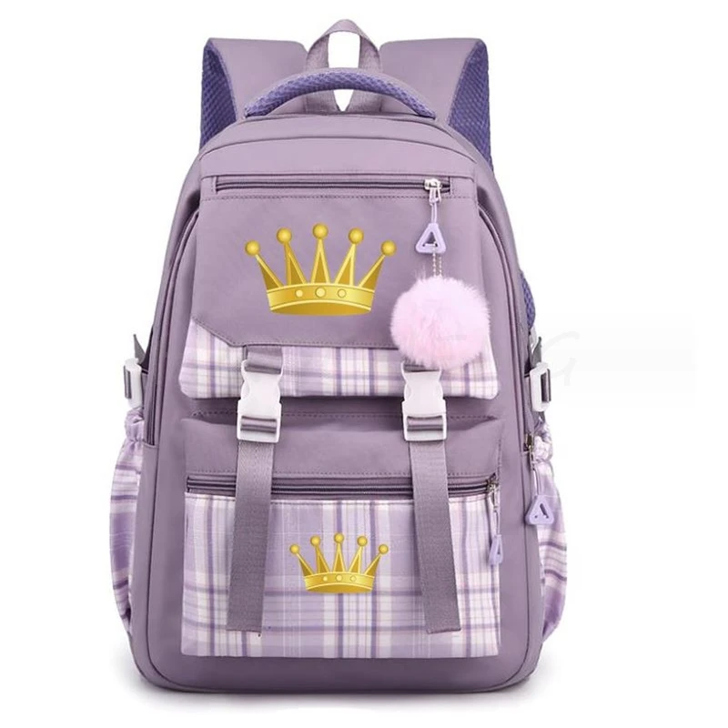 

MINISO Fashion Queen Print Female College Backpack Girls School Backpack Trendy Lady Cute Laptop Student Book Bag Teen Nylon