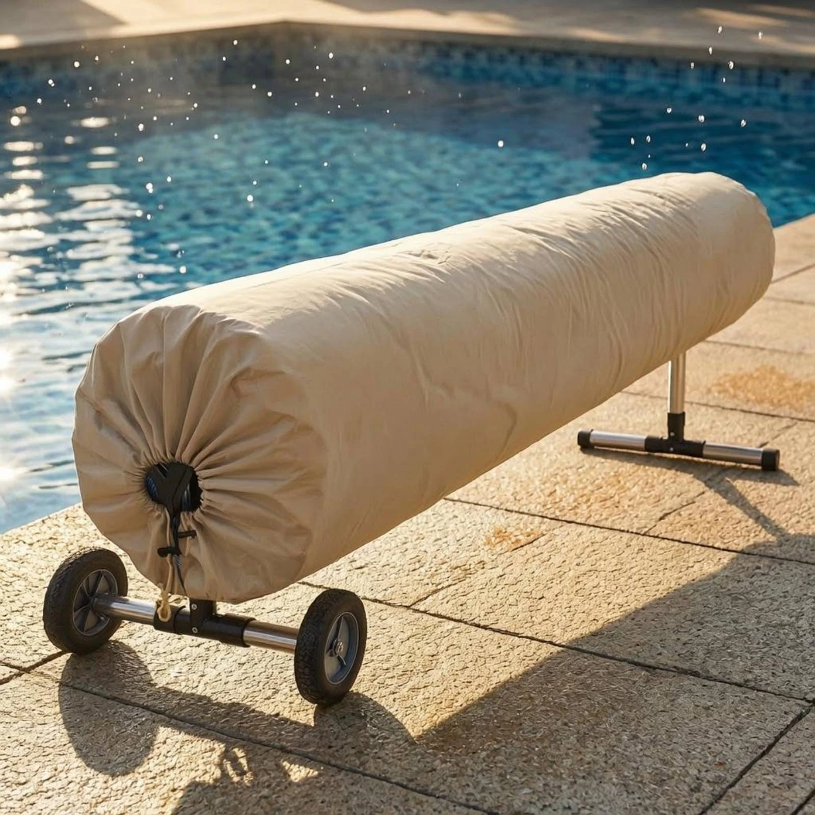 Solar Pool Cover Weather Resistant Drawstring Pool Cover Heavy-Duty Machine Washable for Outdoor Use