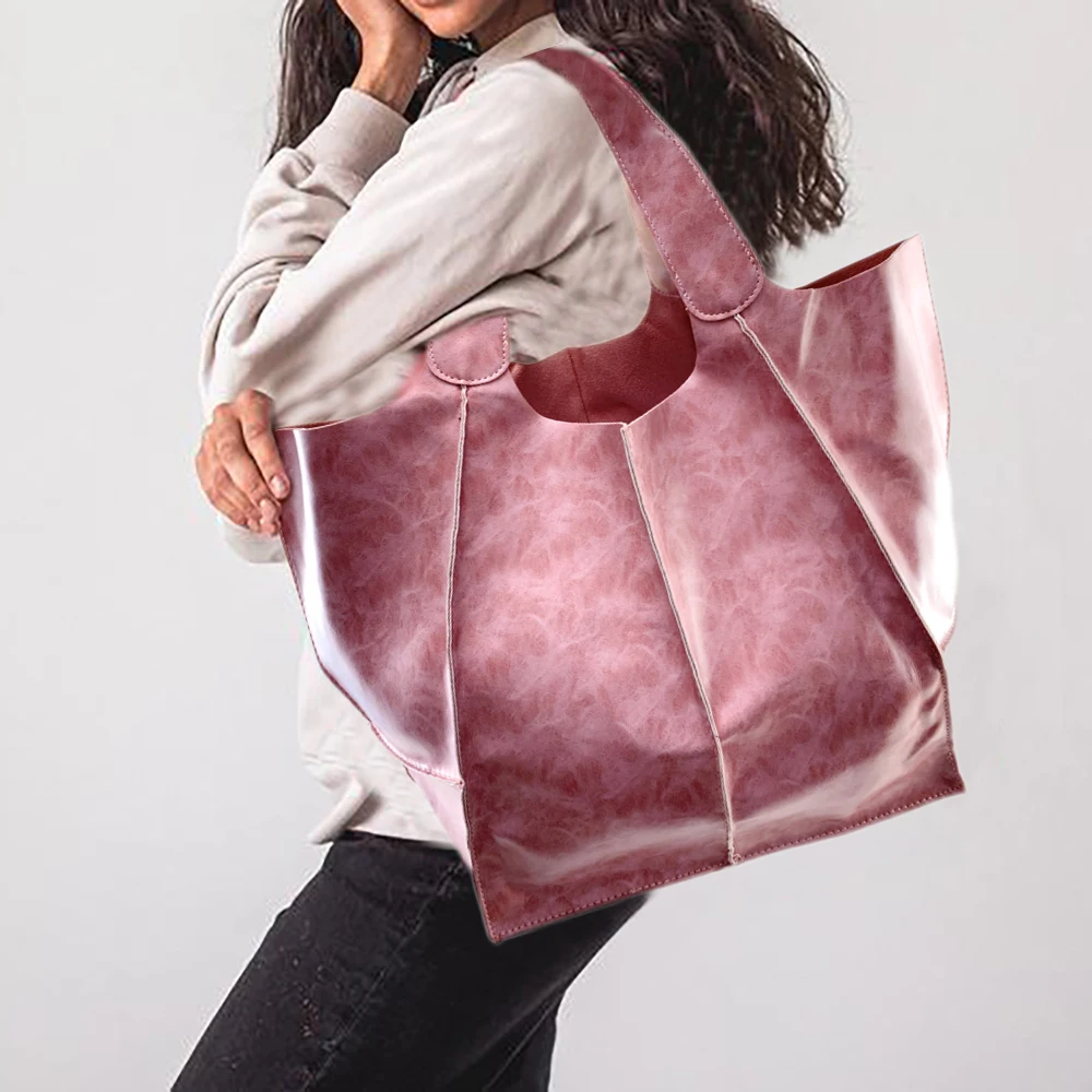 Bolsos de un solo hombro para mujer, bolso de mano de cuero suave, bolso de viaje grande de PU, bolsos finos para mujer