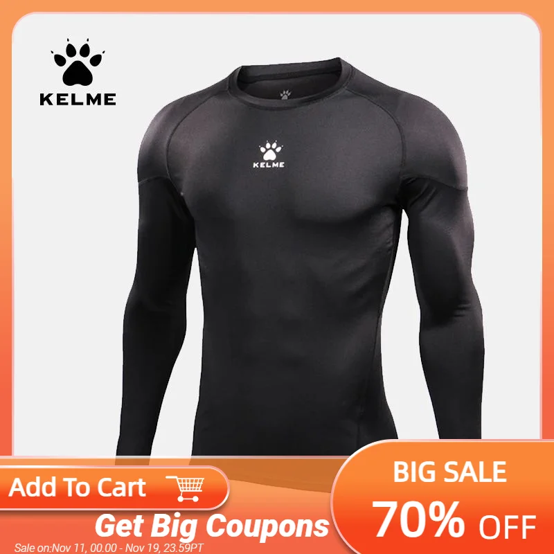 

Мужская футболка для бега KELME, спортивные колготки, компрессионные майки для фитнеса, быстросохнущие, эластичные, KMC160030