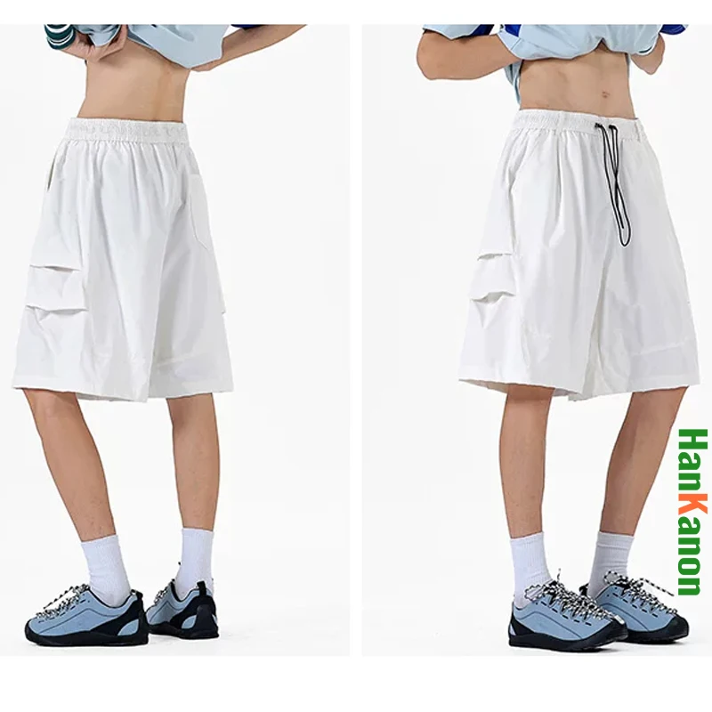 Men's 5 Point Cargo Shorts | Loose Fit Elastic Waist Summer Shorts with Multi Pockets | Breathable Casual Streetwear  Unisex
