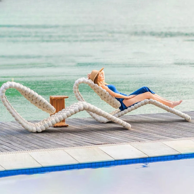 

Bed rattan courtyard villa outdoor balcony hotel bed and breakfast open-air rain and sun protection beach combination furniture