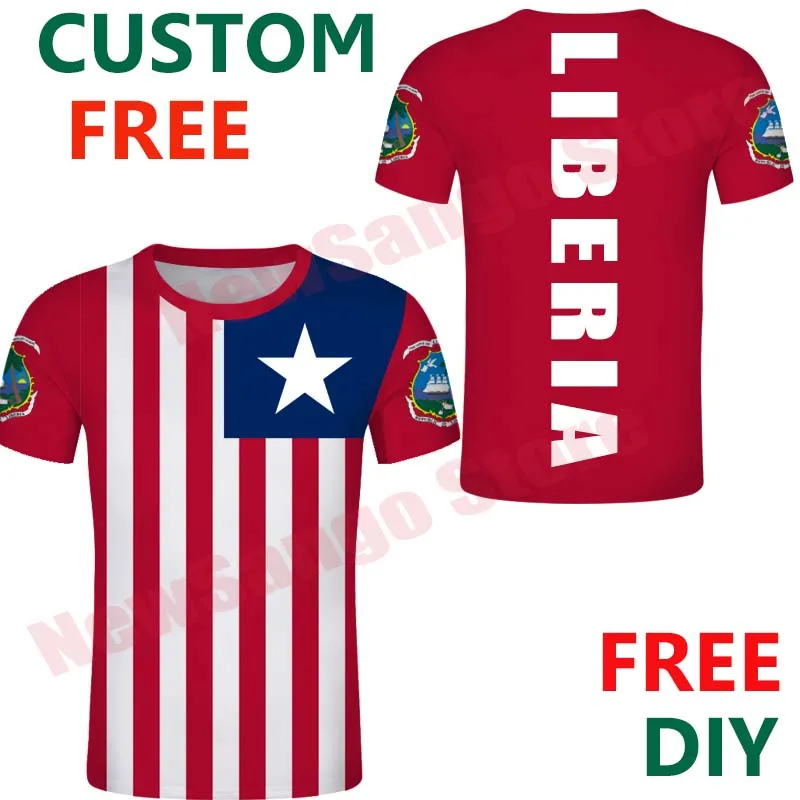 Liberia T Shirt Diy Free Custom T Shirt Men\'s Personal T Shirts Flag Emblem Made Name Logo Number Design Clothing