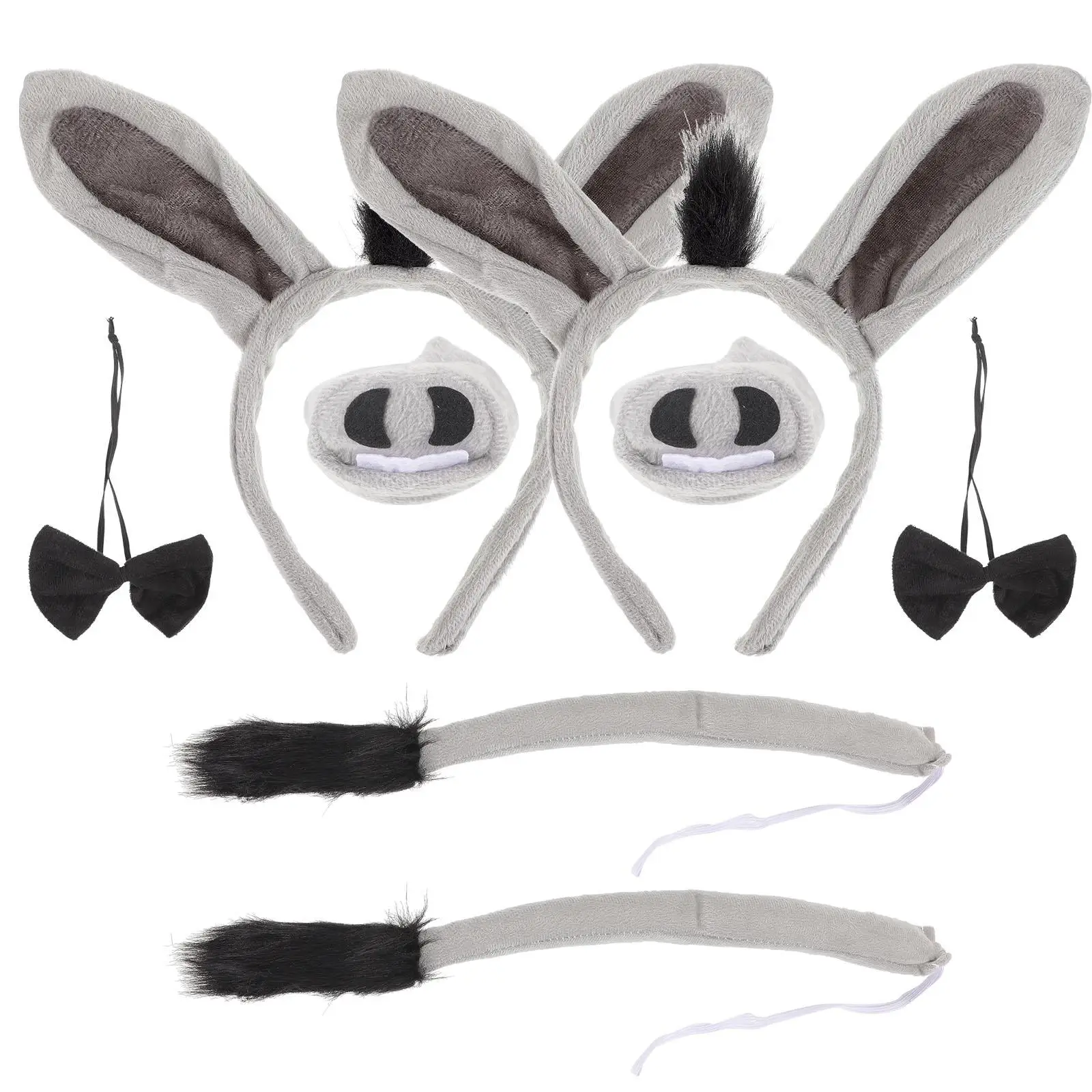 2 Sets Donkey Headband Tail Horse Succulent Plants Live Animals Ears Tails Costume Cartoon