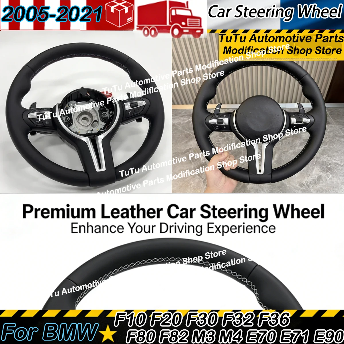 

Leather Interior Car Steering Wheel for BMW F10 F20 F30 F32 F36 F44 F48 F49 F80 F82 M3 M4 E70 E71 E90 E91 Sports Upgrade Kit