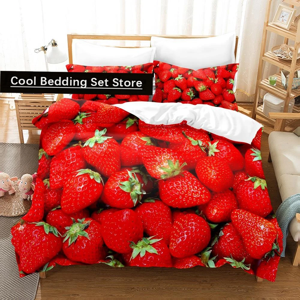 2014 cartoon strawberry vegetables and fruits Bedding Set Single Twin Full Queen King Size Bed Set Teenager Bedroom Duvetcover S