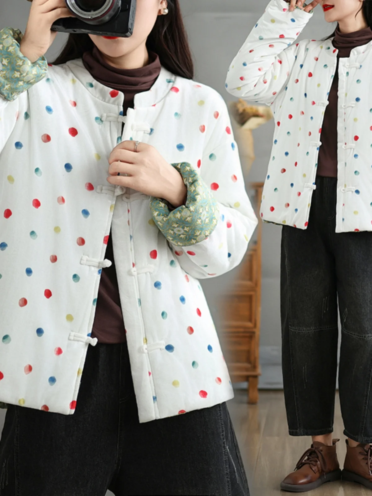 

Легкое свободное женское ретро-пальто на пуговицах из хлопка, утепленное, прямого кроя, с длинными рукавами