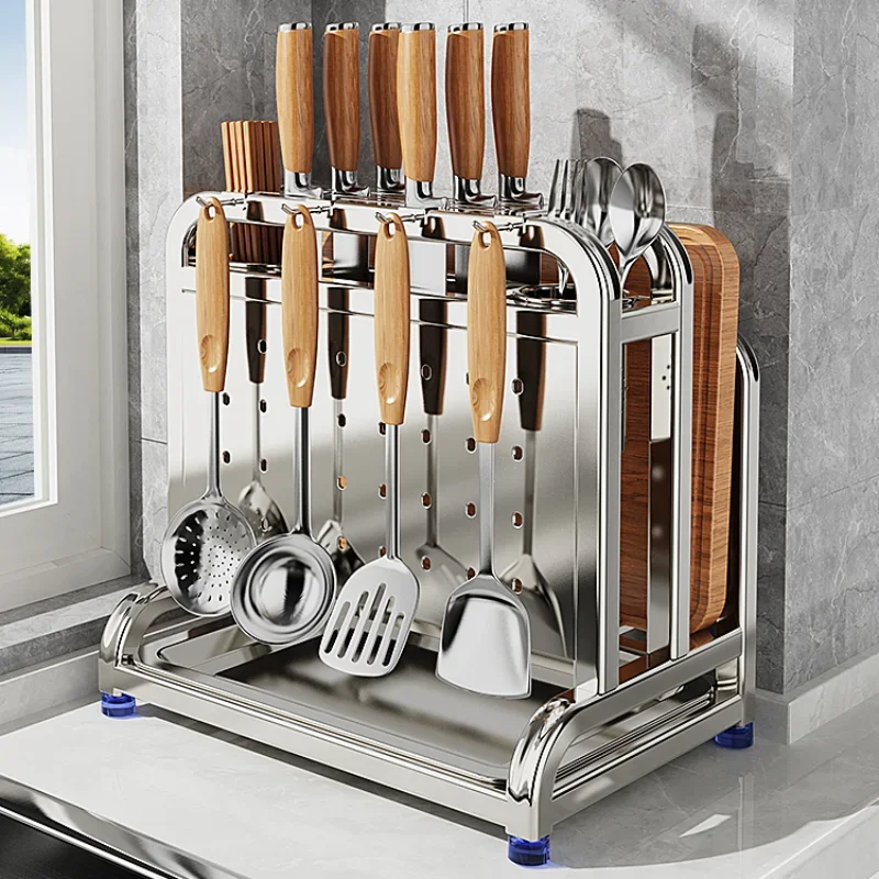 

304 Stainless Steel Kitchen Knife Holder, Chopsticks, Cutting Board, Cutting Tools Integrated Storage Rack, Storage Racks