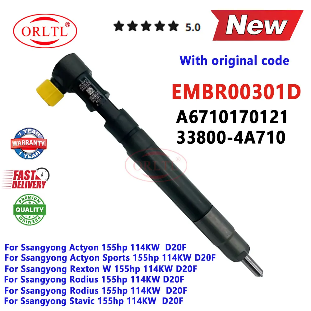 EMBR00301D A6710170121 New Diesel Injector Nozzle 33800-4A710 For SsangYong Korando C Actyon Sports Stavic Rodius Rexton 2.0d