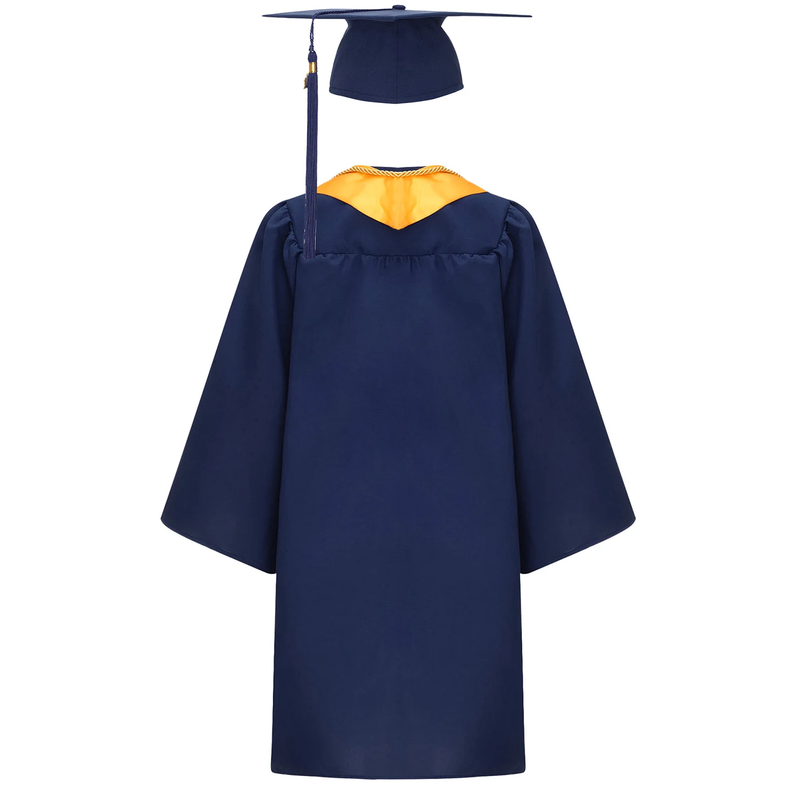 Vestido de graduación escolar para niños y niñas, uniforme de diploma de maternidad preescolar, bata de Cosplay con sombrero, estola y borla