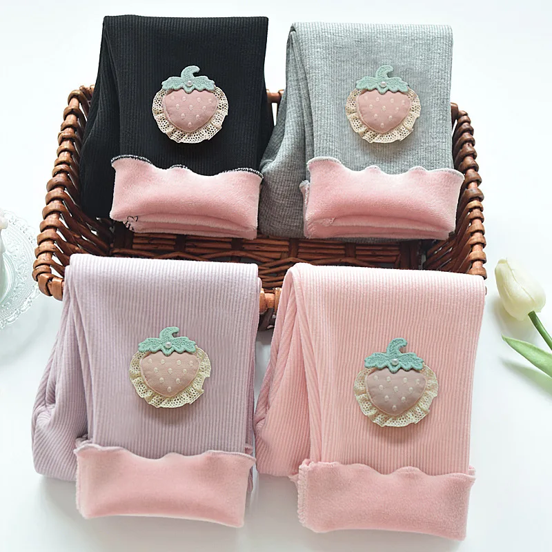 

Girls leggings spring autumn thin velvet outer wear girls older children winter integrated velvet thickened warm pants