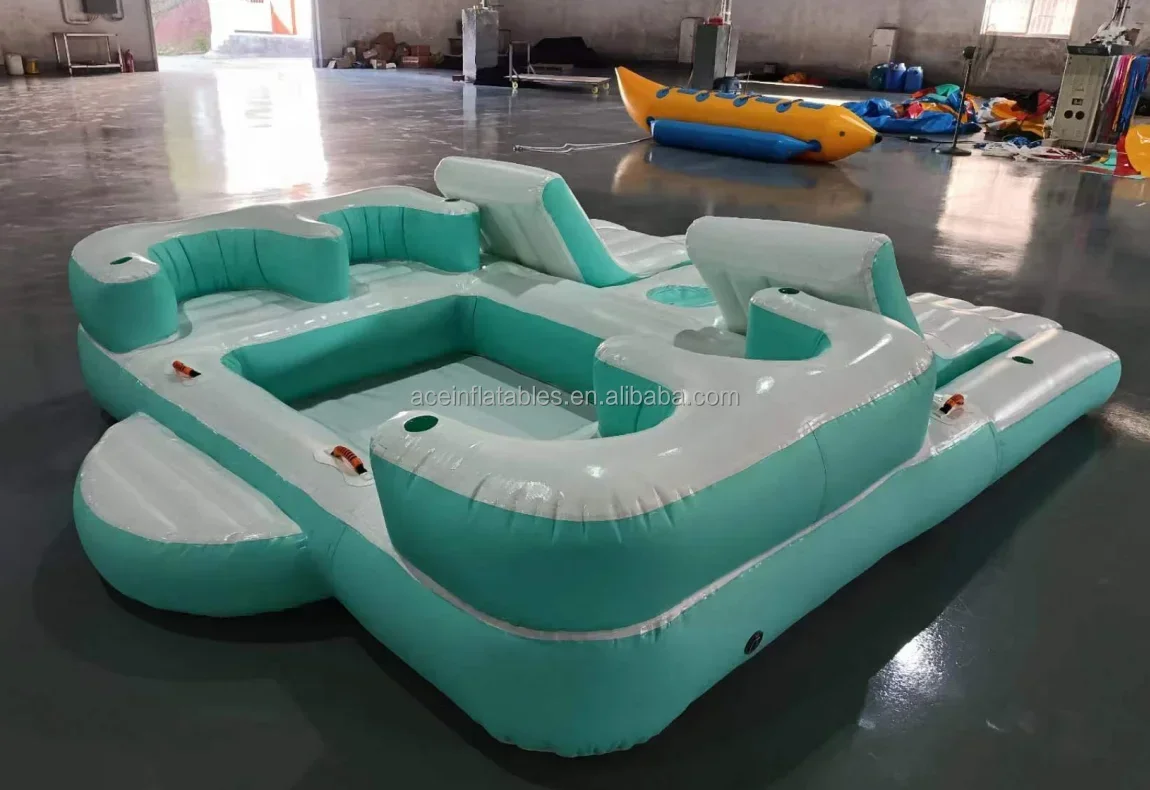 Hot sale custom size 6 person inflatable sofa Lake & River Seated dock Water Lounge Raft Inflatable Floating Island