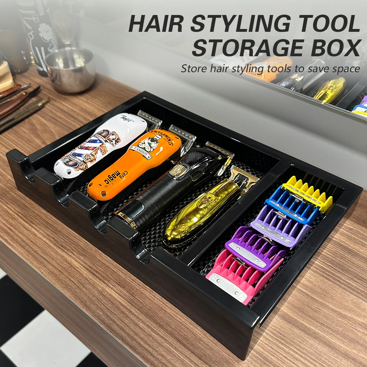 Barber Tray Holder Multifunctional Anti Slip Detachable Hair Comb Scissors Rack Hairdressing Tools Box Barbershop Accessories