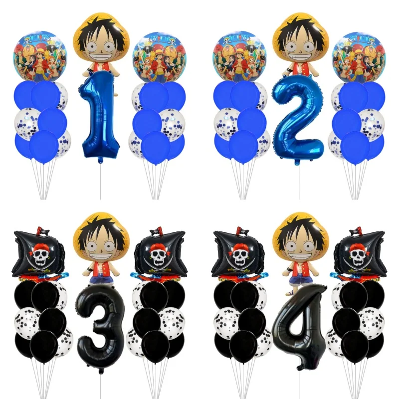 One Piece Thema Luffy Folienballon mit Nummer Kindergeburtstag Party Dekoration Babyparty Geschenk Party Deko