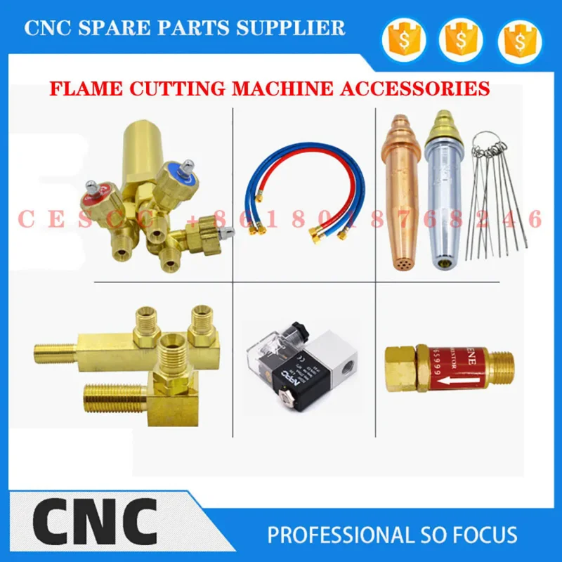 

Flame cutting machine accessories DC DC24V solenoid valve copper connector acetylene propane cutting nozzle trachea