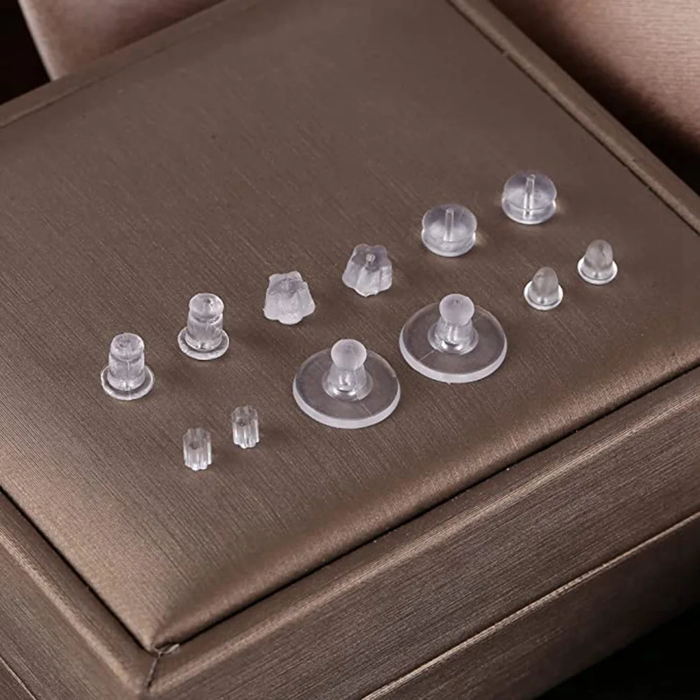 Earring Silicone Earring Back 6 Clear Rubber Earring Safety Back Plug Replacement Kit (550 -600Pcs)-AT35