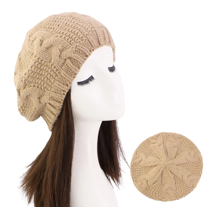 Women Berets Hat Fashion White Black Beige Knitted Berets with Ladies French Artist Beanie Beret Warm Hat Multiple Colors Cap