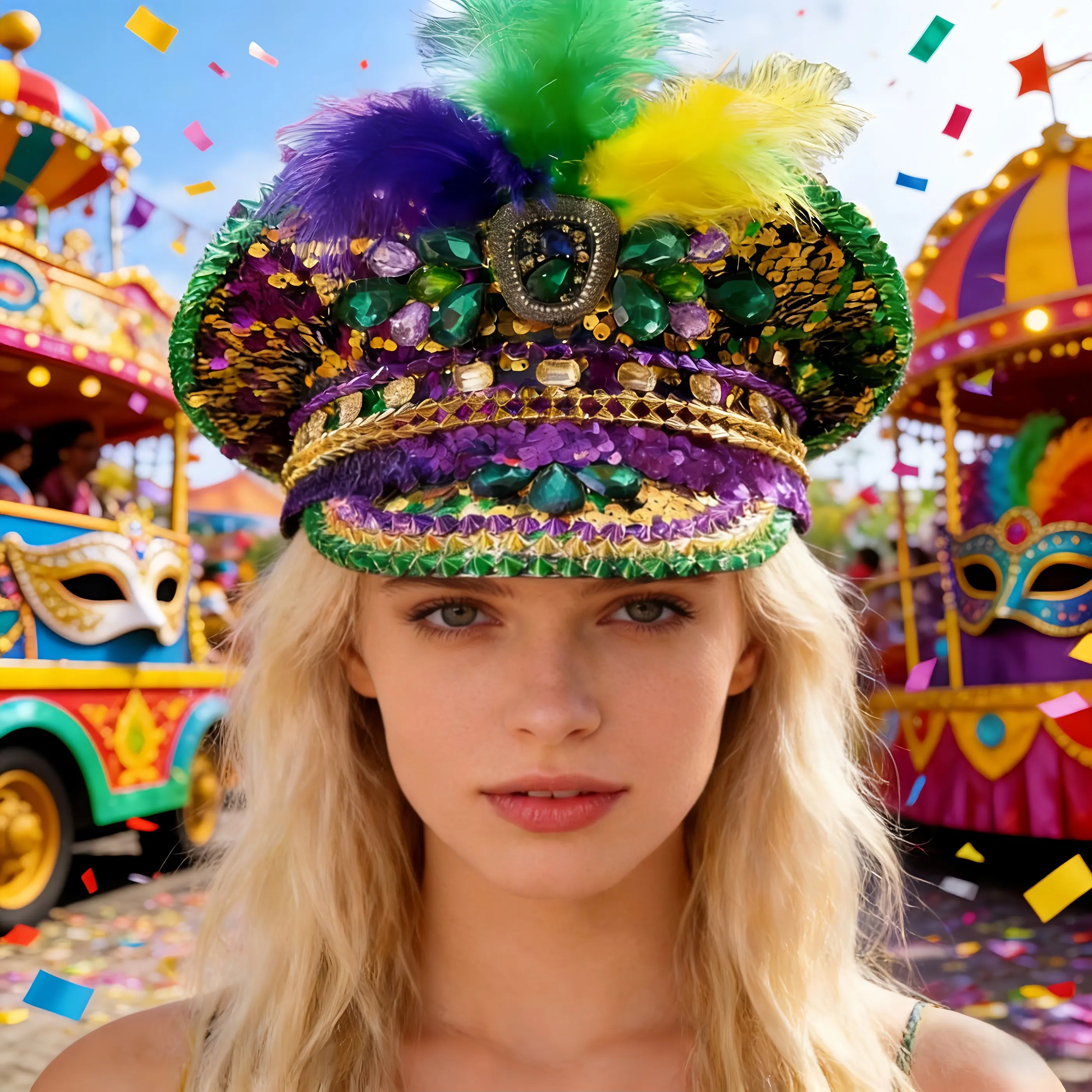 

HongLuan Carnival Disco Mardi Gras Captain Hat for Music Festival Woman, Rave Festivals Accessories & Party Cap for Man