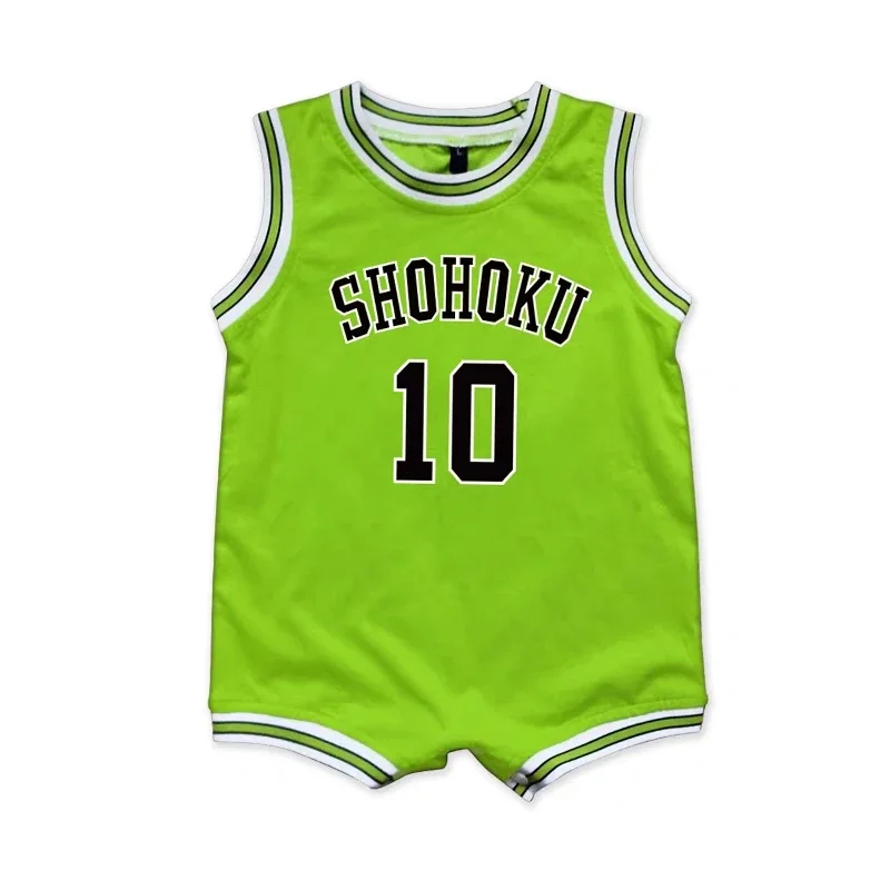 0 To 3 Years Baby Bodysuit Slam Dunk Jersey Shohoku Sakuragi Basketball Jersey Jumpsuit Anime Kids Cosplay Uniform Set Costume