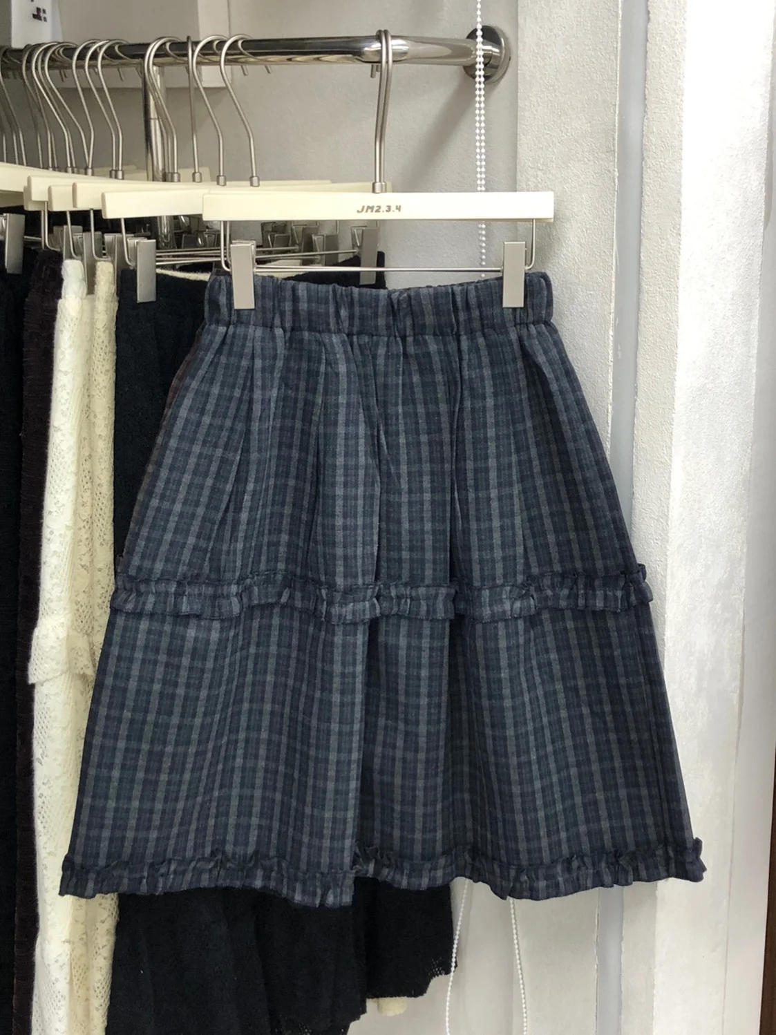 

Korean College Sle Plaid Skirt f-length Slimming Floing Gingham Umbrella Skirt Casual High Waist A-line Loose Fit