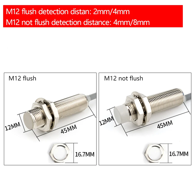 PioneerDetect M12 proximity switch - two-wire 24V DC two-wire metal detection switch sensor, normally open and normally closed