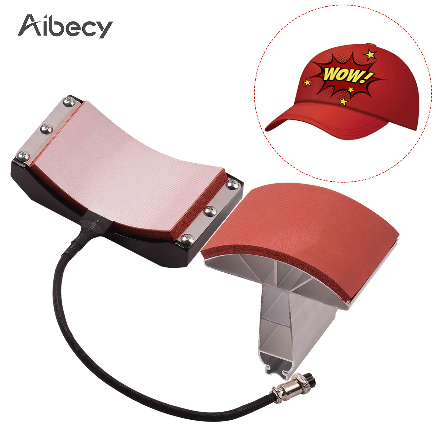Aibecy Hat Cap Press Heating Transfer Attachment Silica Gel 5.5x3 Inch 110V 220V for Heat Press Machine Hat Heating Machine