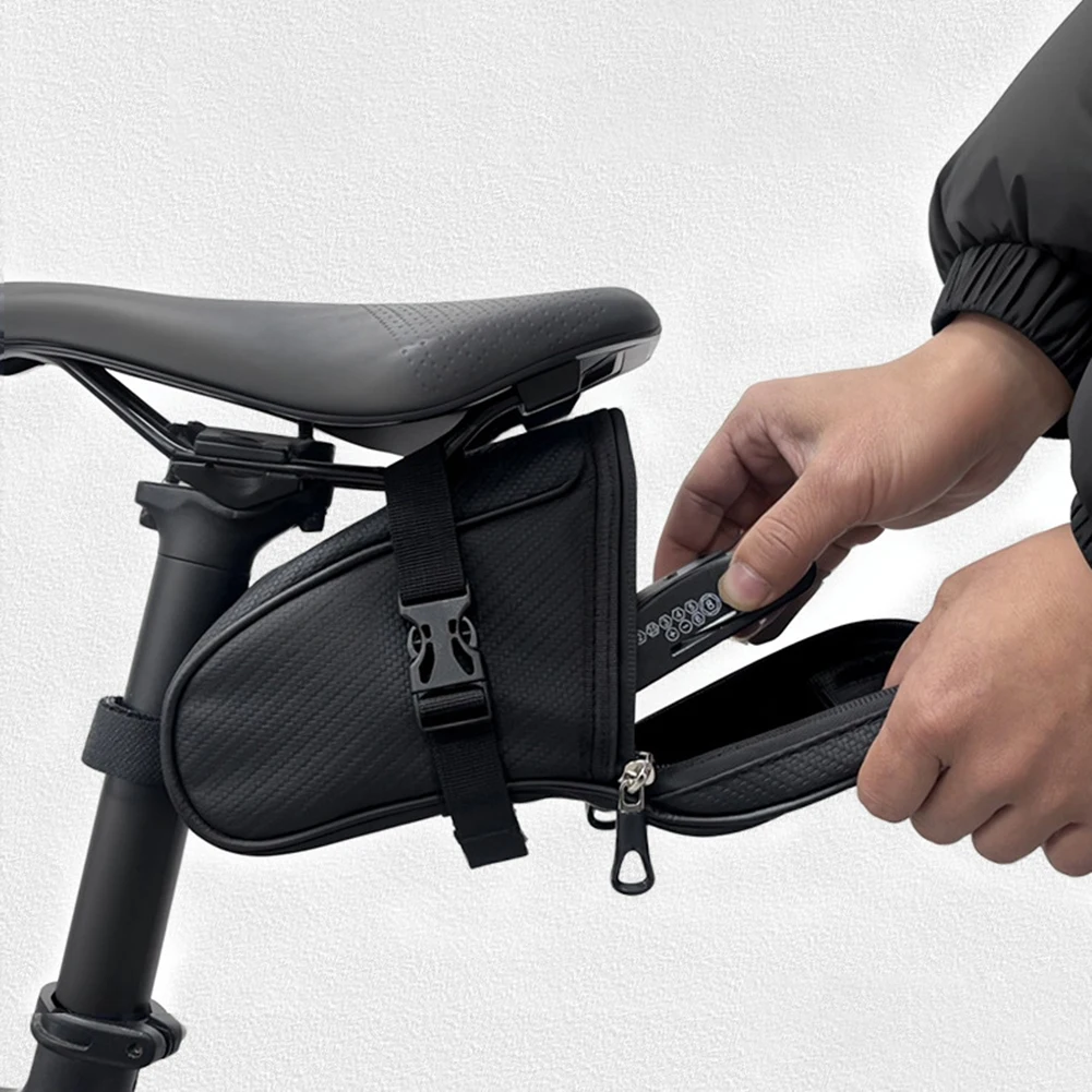 1L Portable Bike Tail Bag Waterproof Reflective Cycling Bag Large Capacity Bike Under Seat Pack for Outdoor Riding