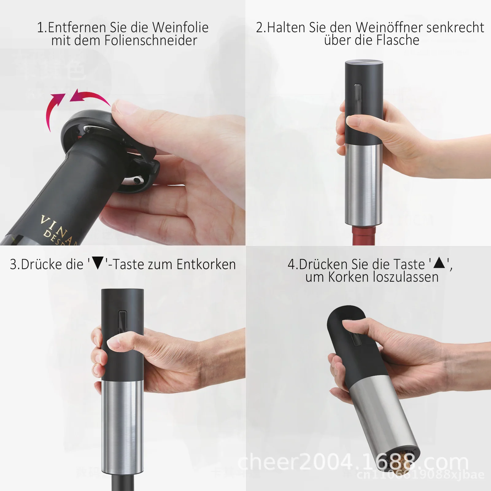 

Kolitong Mini USB перезаряжаемая электрическая открывалка для бутылок из нержавеющей стали, винный костюм, автоматическая интеллектуальная открывалка для красного вина для